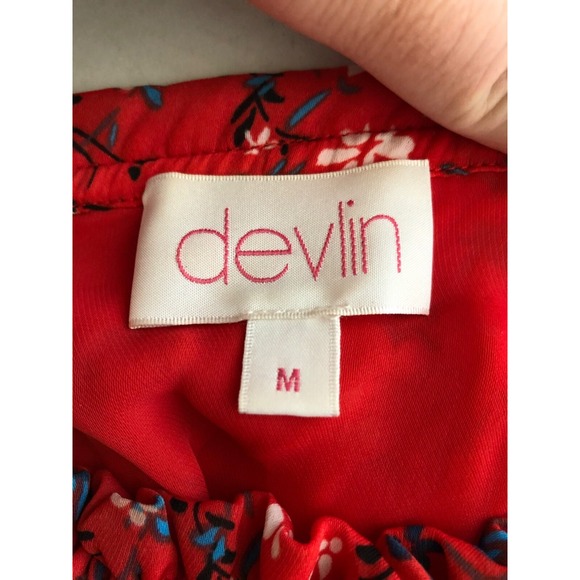 REVOLVE Devlin Carrie Women's Dress Red Ditsy Floral Off Shoulder M - Picture 9 of 15